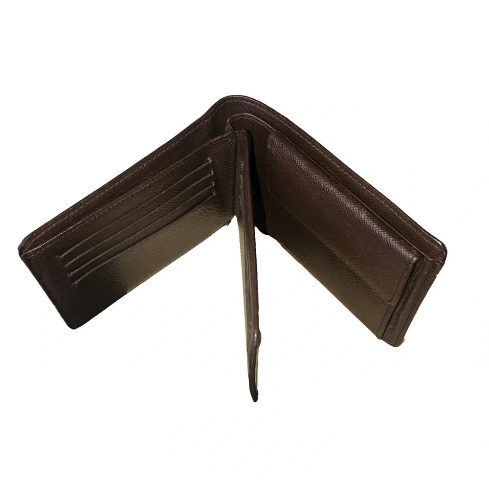 LOUIS VUITTON Damier Ebene Portefeiulle Florin Bifold Brown Wallet w ID Holder